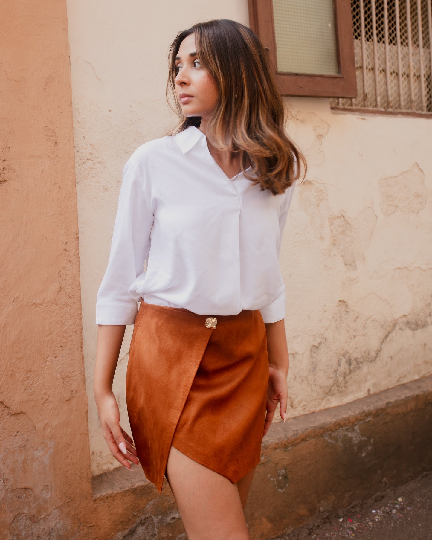 T/T 4.0 TAN SUEDE MINI SKIRT